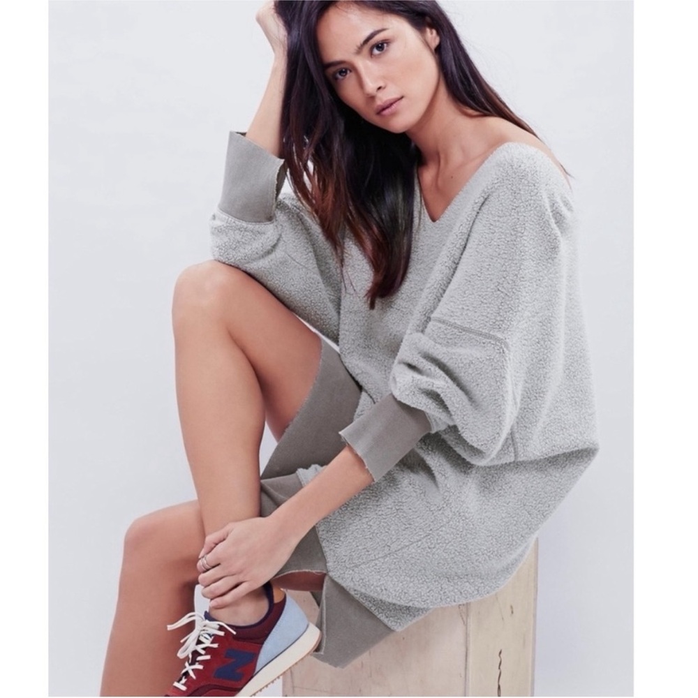 Free People Grunge All About It Oversized Sweatshirt Dress in Grey